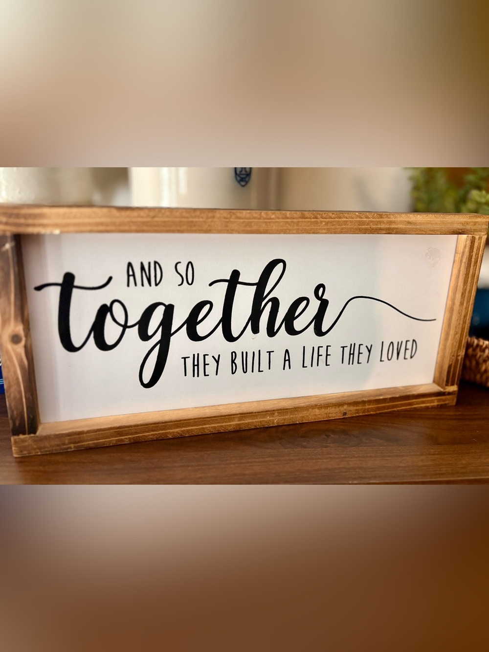 Wood framed Farmhouse Chic Wall Sign - Black on White